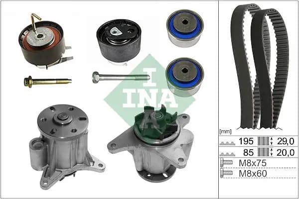Pompe à eau + kit de courroie de distribution INA